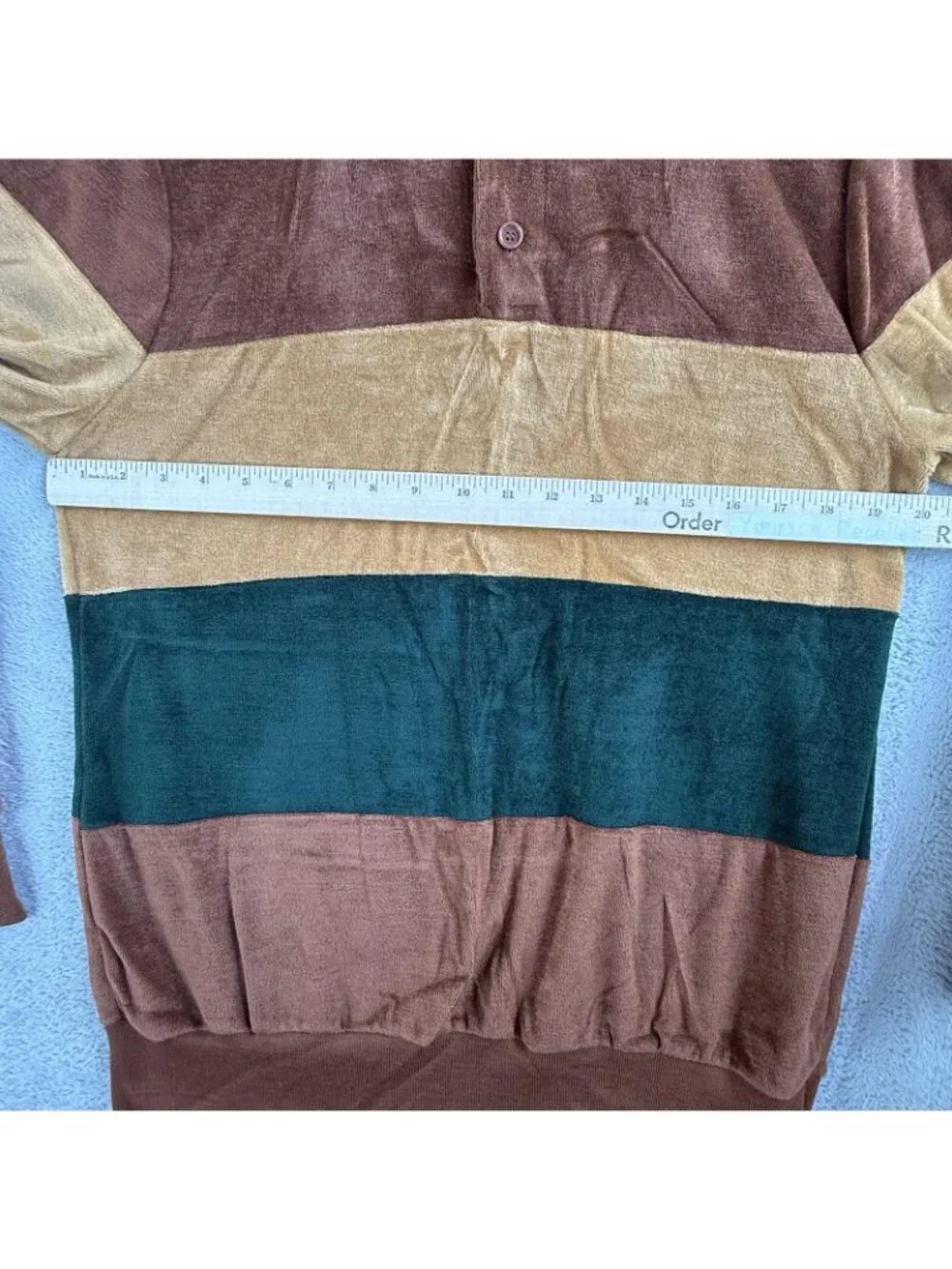 Vintage Grandee Sweater Mens Medium Multicolor Velvet Stripe Collared Pullover
